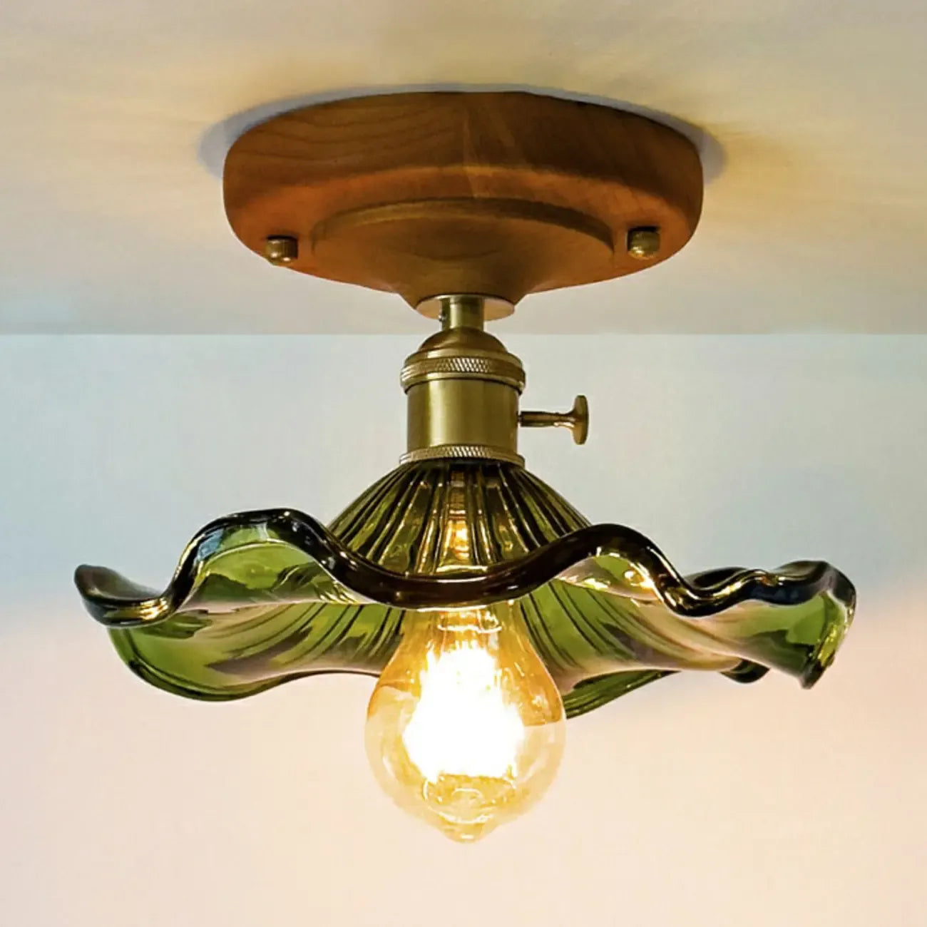 Plafonnier LED semi-encastré en verre vintage pour couloir