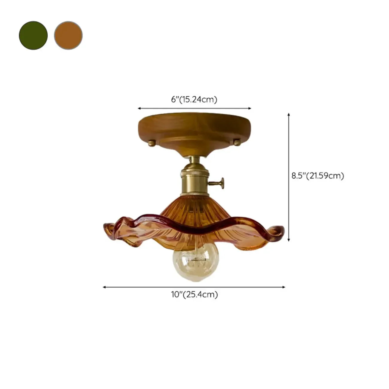 Plafonnier LED semi-encastré en verre vintage pour couloir