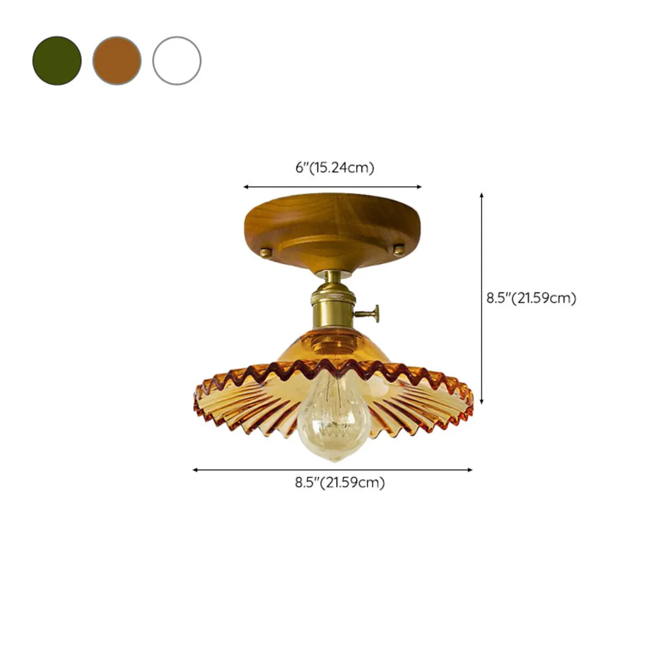Plafonnier LED semi-encastré en verre vintage pour couloir