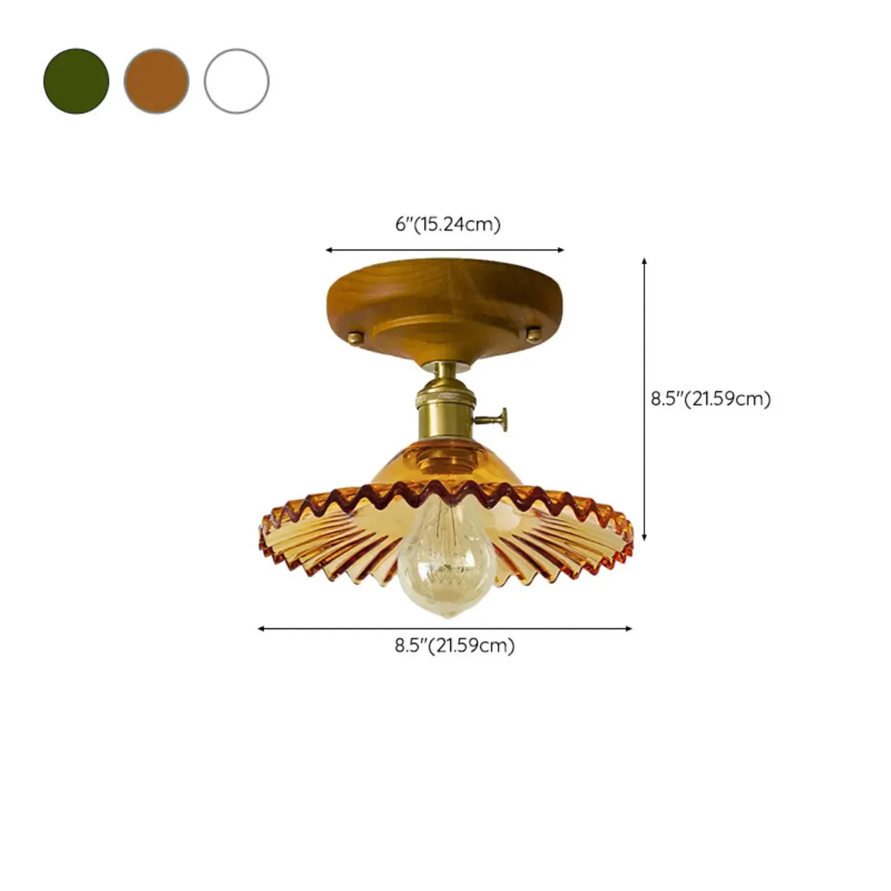 Plafonnier LED semi-encastré en verre vintage pour couloir