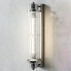 Applique murale verticale cylindrique en verre chromé