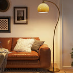 Lampadaire arqué moderne avec abat-jour en dôme de verre pour salon