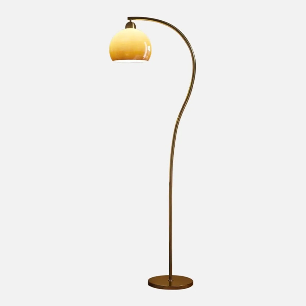 Lampadaire arqué moderne avec abat-jour en dôme de verre pour salon