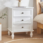 Table de chevet classique à 3 tiroirs en bois blanc pur