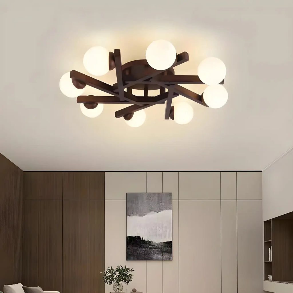 Plafonnier semi-encastré Globe LED blanc pour salon