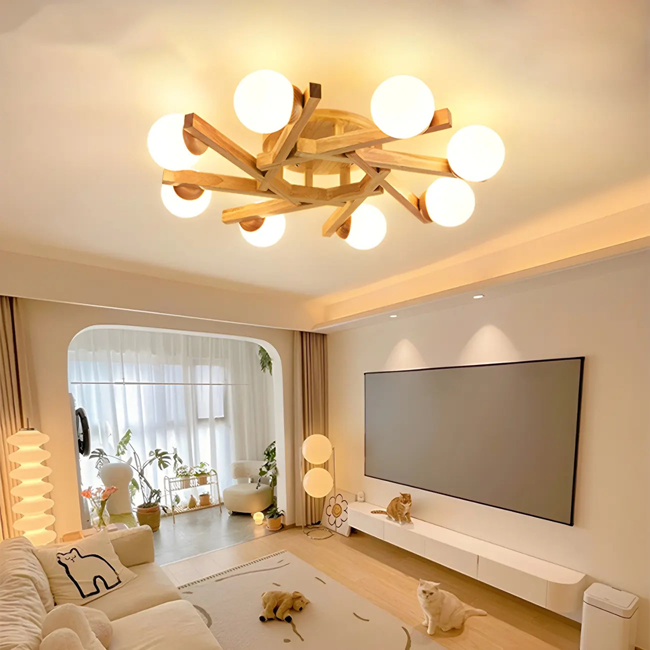 Plafonnier semi-encastré Globe LED blanc pour salon