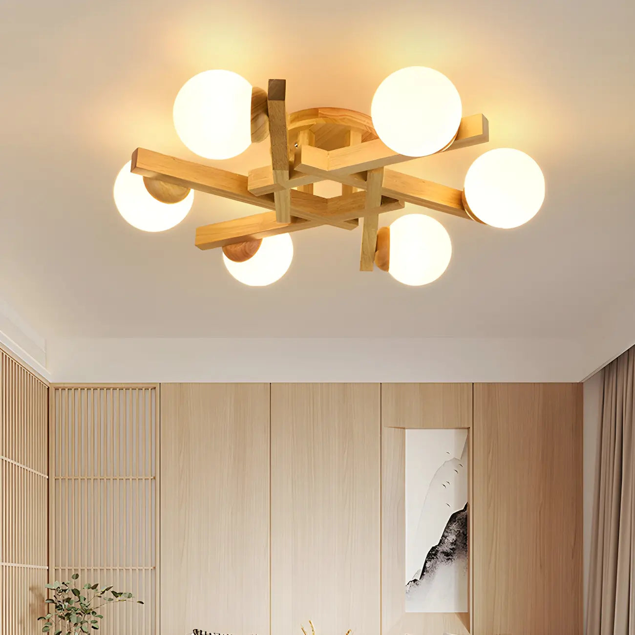 Plafonnier semi-encastré Globe LED blanc pour salon