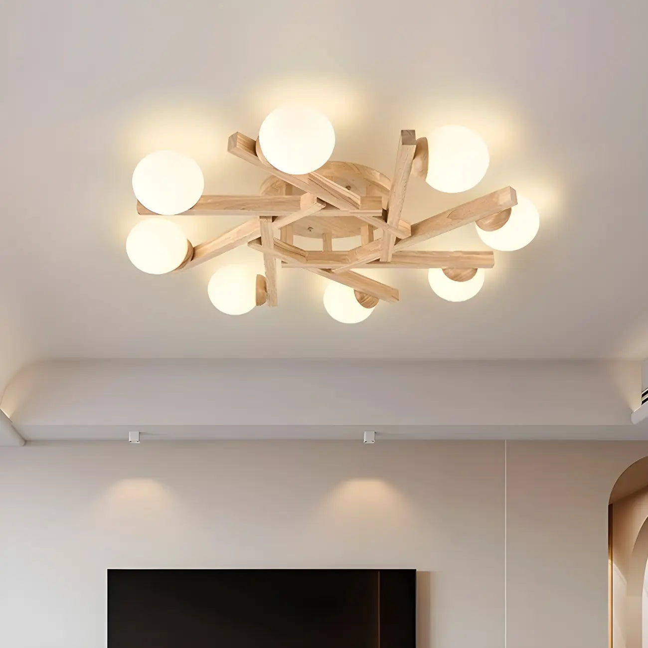 Plafonnier semi-encastré Globe LED blanc pour salon