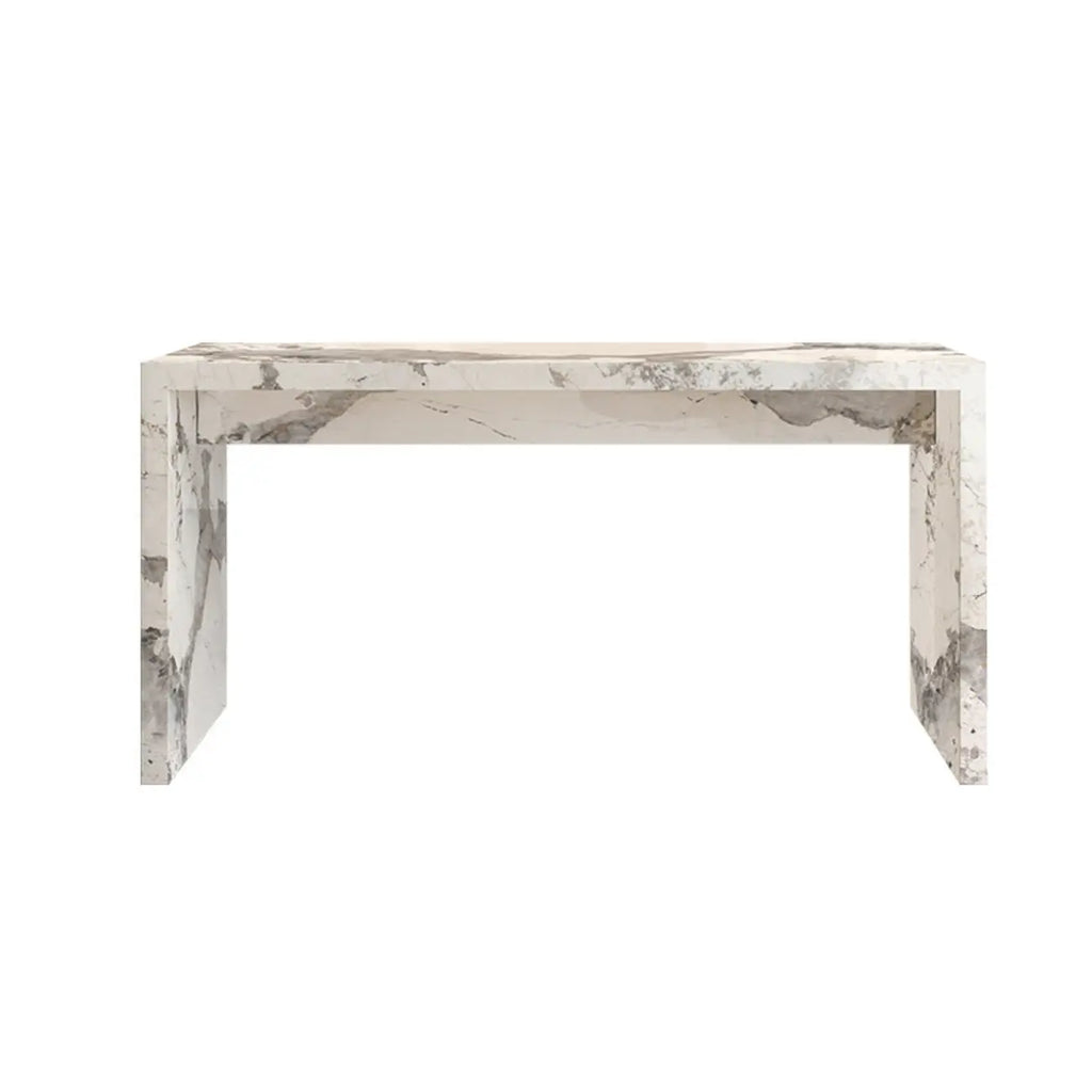 Tables de bar rectangulaires minimalistes en marbre blanc cassé