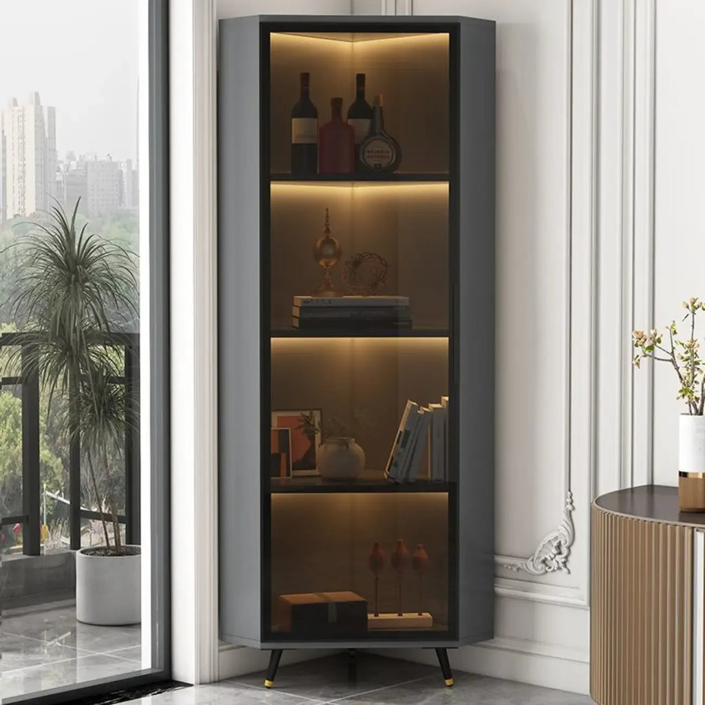 Vitrine moderne glamour en bois blanc et or avec verre
