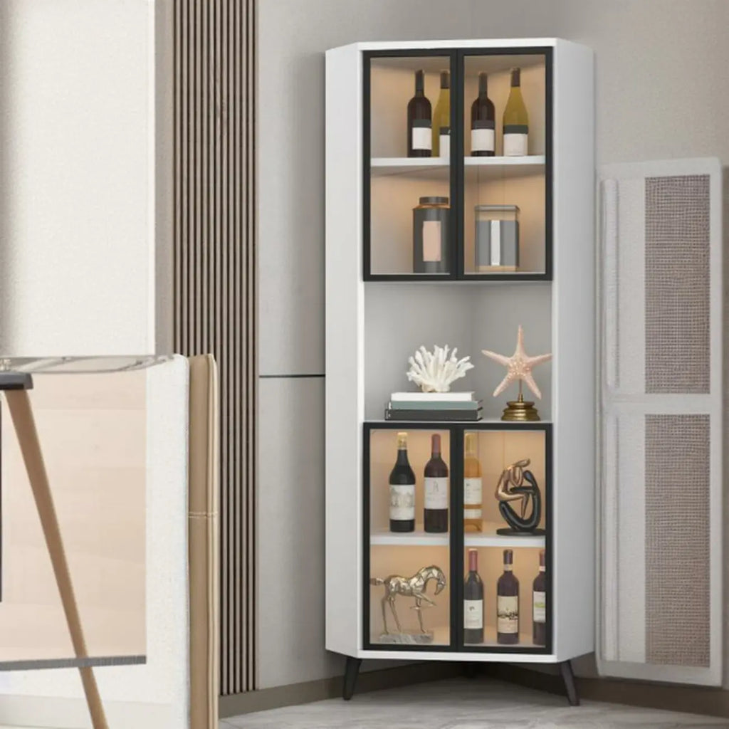 Vitrine moderne glamour en bois blanc et or avec verre