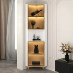 Vitrine moderne glamour en bois blanc et or avec verre