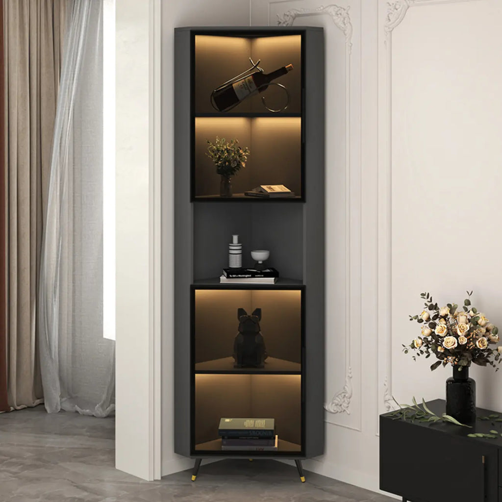 Vitrine moderne glamour en bois blanc et or avec verre