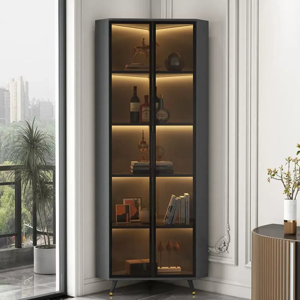 Vitrine moderne glamour en bois blanc et or avec verre