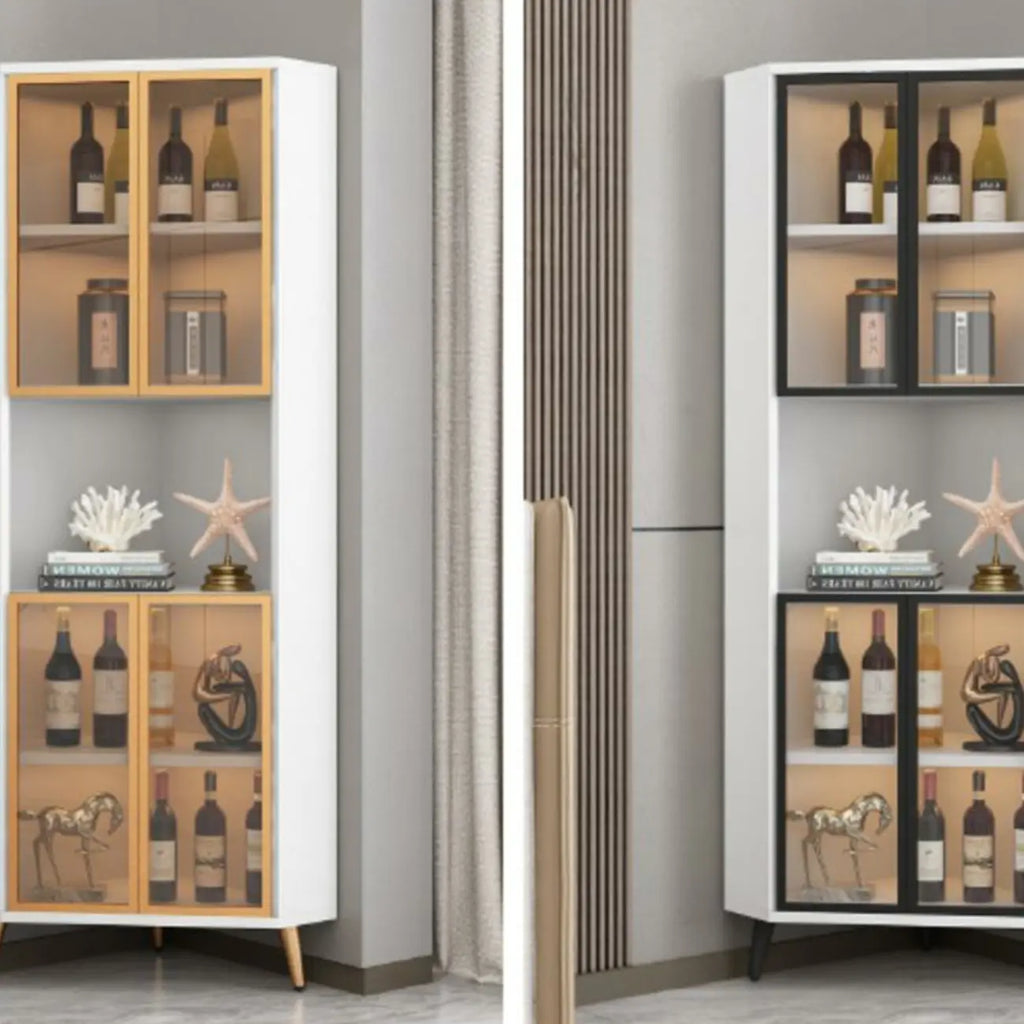 Vitrine moderne glamour en bois blanc et or avec verre