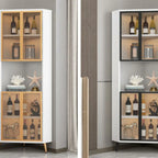 Vitrine moderne glamour en bois blanc et or avec verre