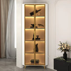 Vitrine moderne glamour en bois blanc et or avec verre