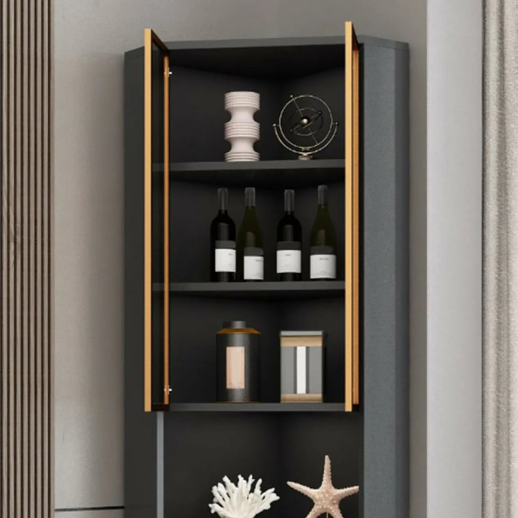 Vitrine moderne glamour en bois blanc et or avec verre