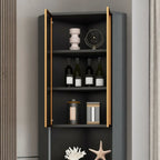 Vitrine moderne glamour en bois blanc et or avec verre