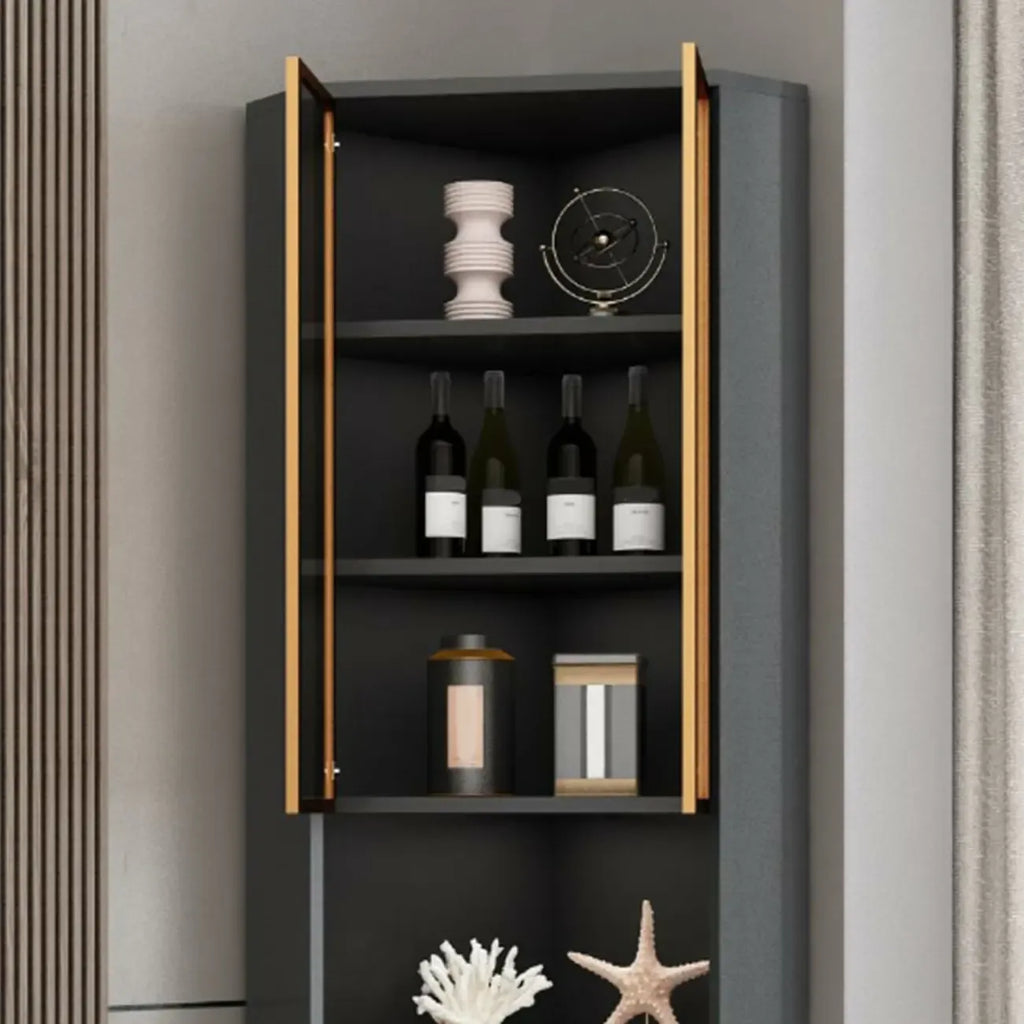 Vitrine moderne glamour en bois blanc et or avec verre