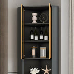 Vitrine moderne glamour en bois blanc et or avec verre