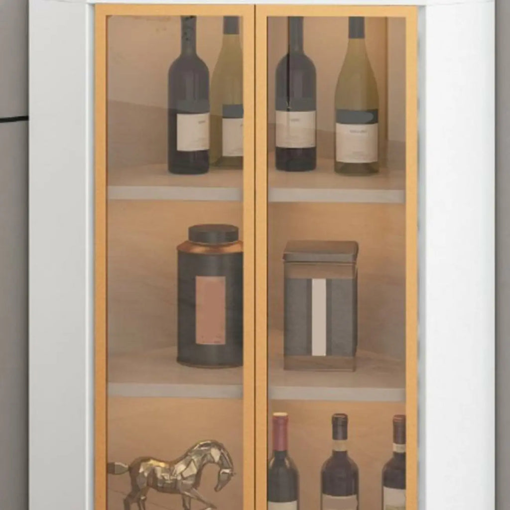 Vitrine moderne glamour en bois blanc et or avec verre