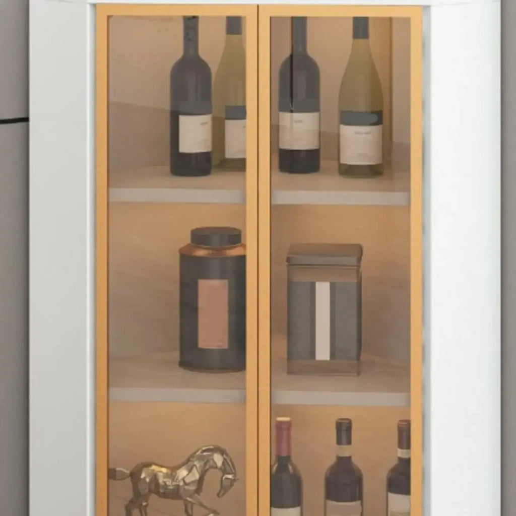 Vitrine moderne glamour en bois blanc et or avec verre