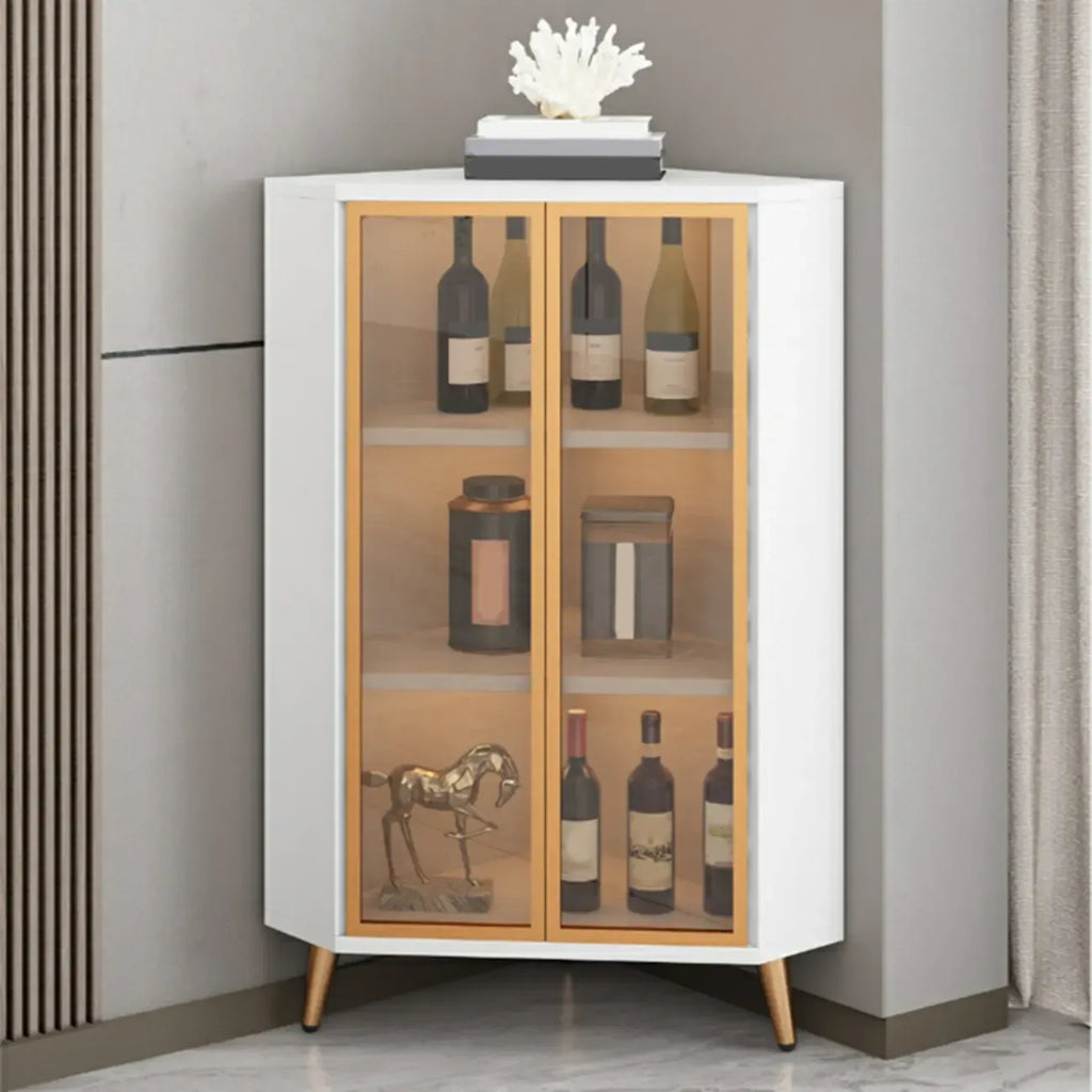 Vitrine moderne glamour en bois blanc et or avec verre