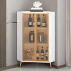 Vitrine moderne glamour en bois blanc et or avec verre