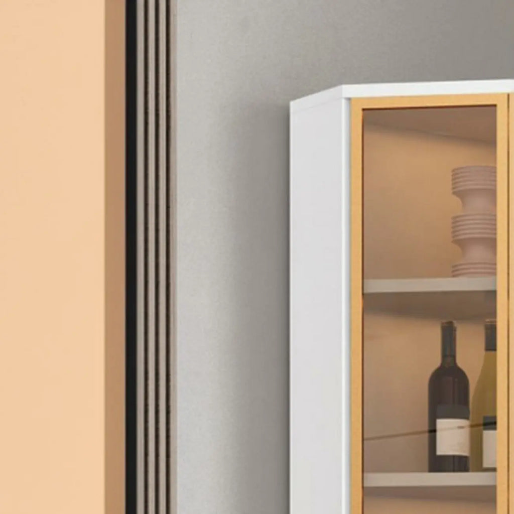 Vitrine moderne glamour en bois blanc et or avec verre