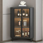 Vitrine moderne glamour en bois blanc et or avec verre