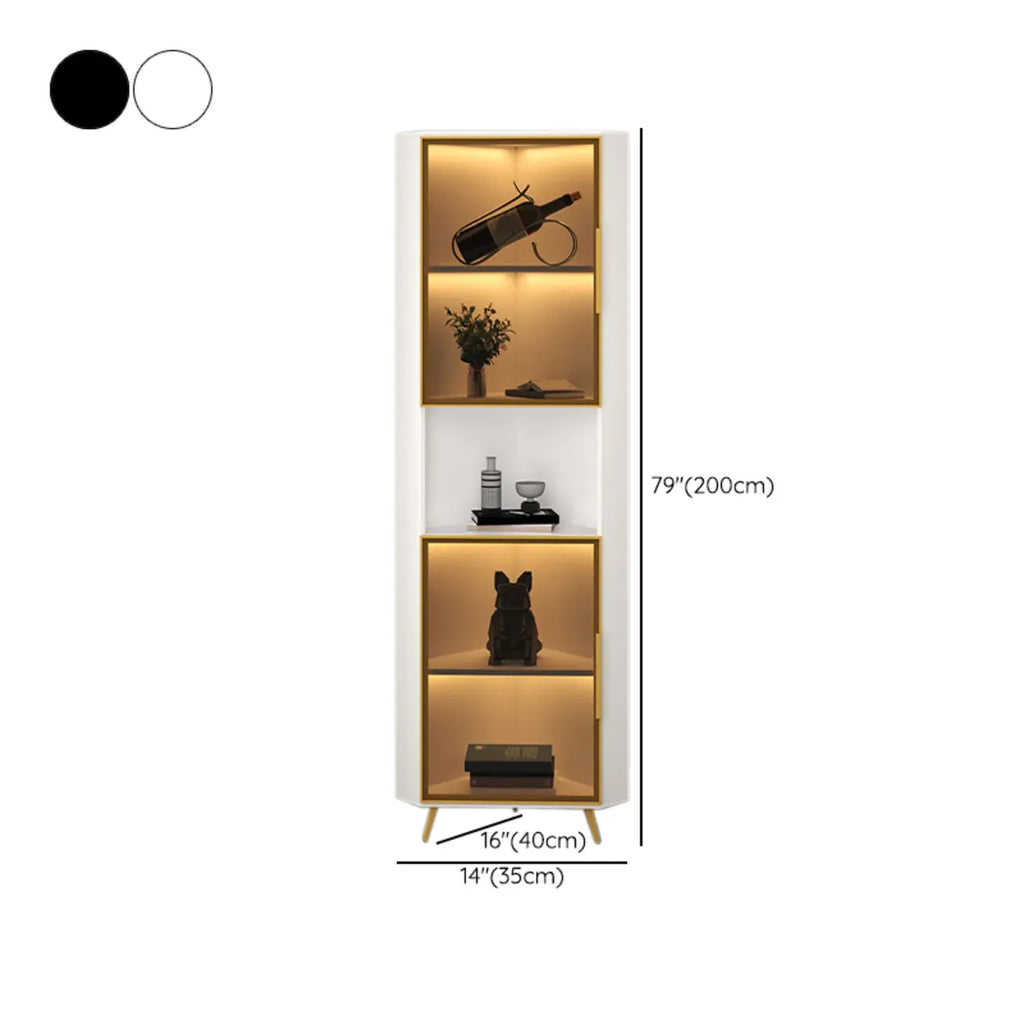 Vitrine moderne glamour en bois blanc et or avec verre