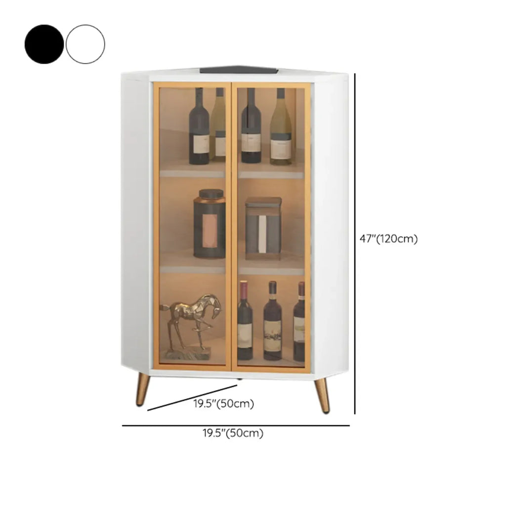 Vitrine moderne glamour en bois blanc et or avec verre
