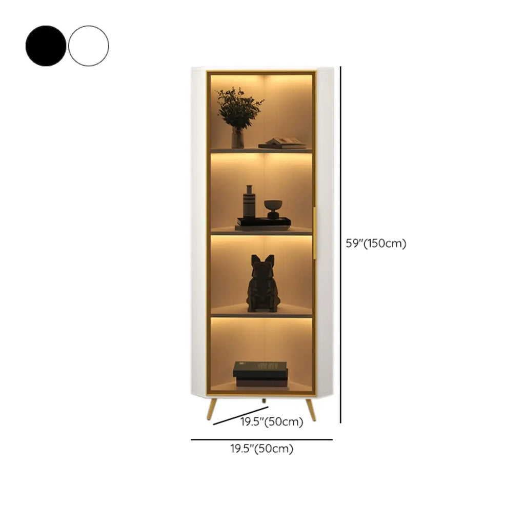 Vitrine moderne glamour en bois blanc et or avec verre