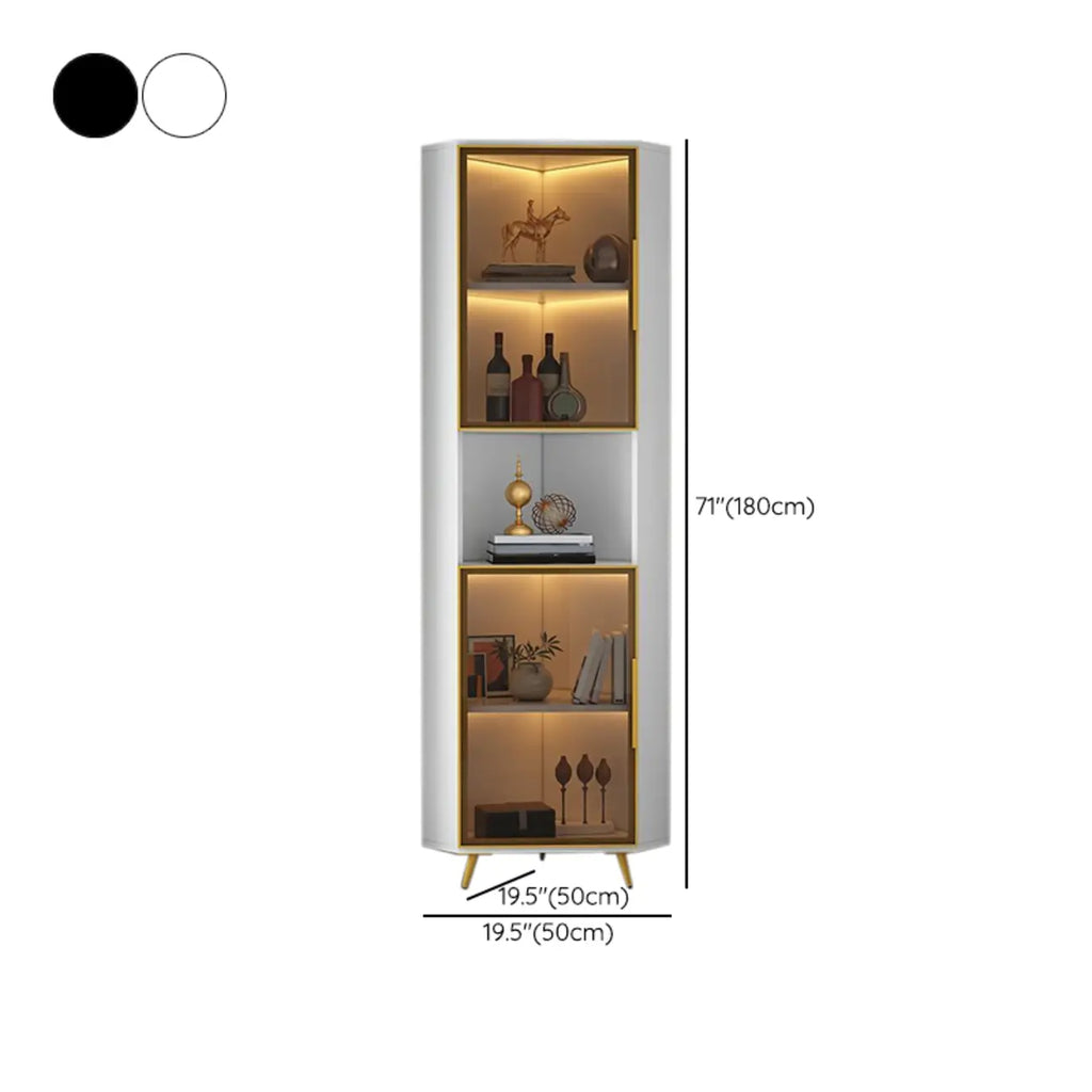 Vitrine moderne glamour en bois blanc et or avec verre