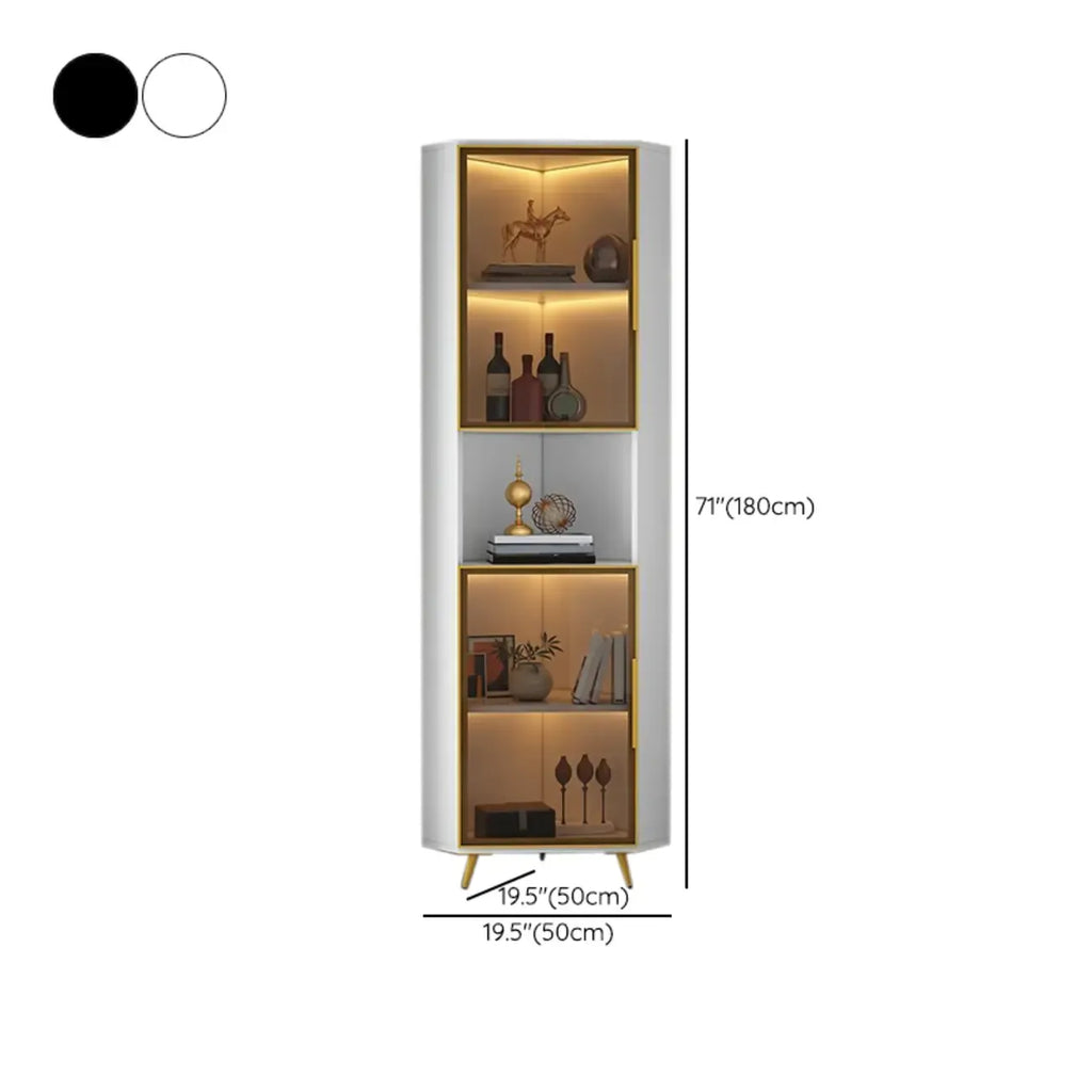 Vitrine moderne glamour en bois blanc et or avec verre