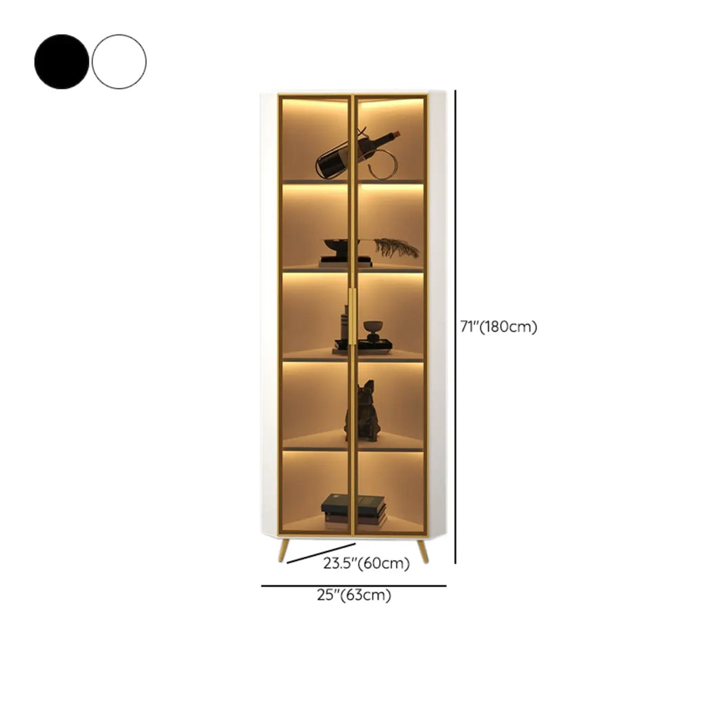 Vitrine moderne glamour en bois blanc et or avec verre