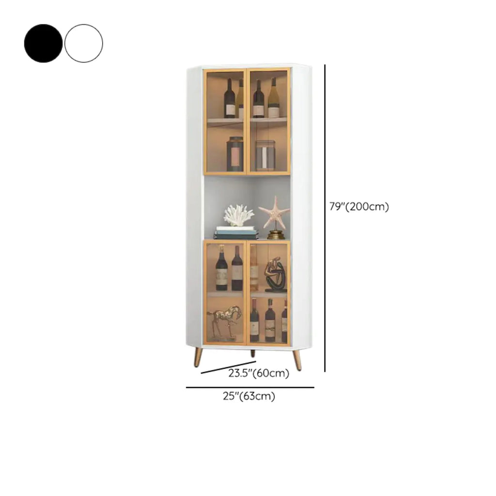 Vitrine moderne glamour en bois blanc et or avec verre