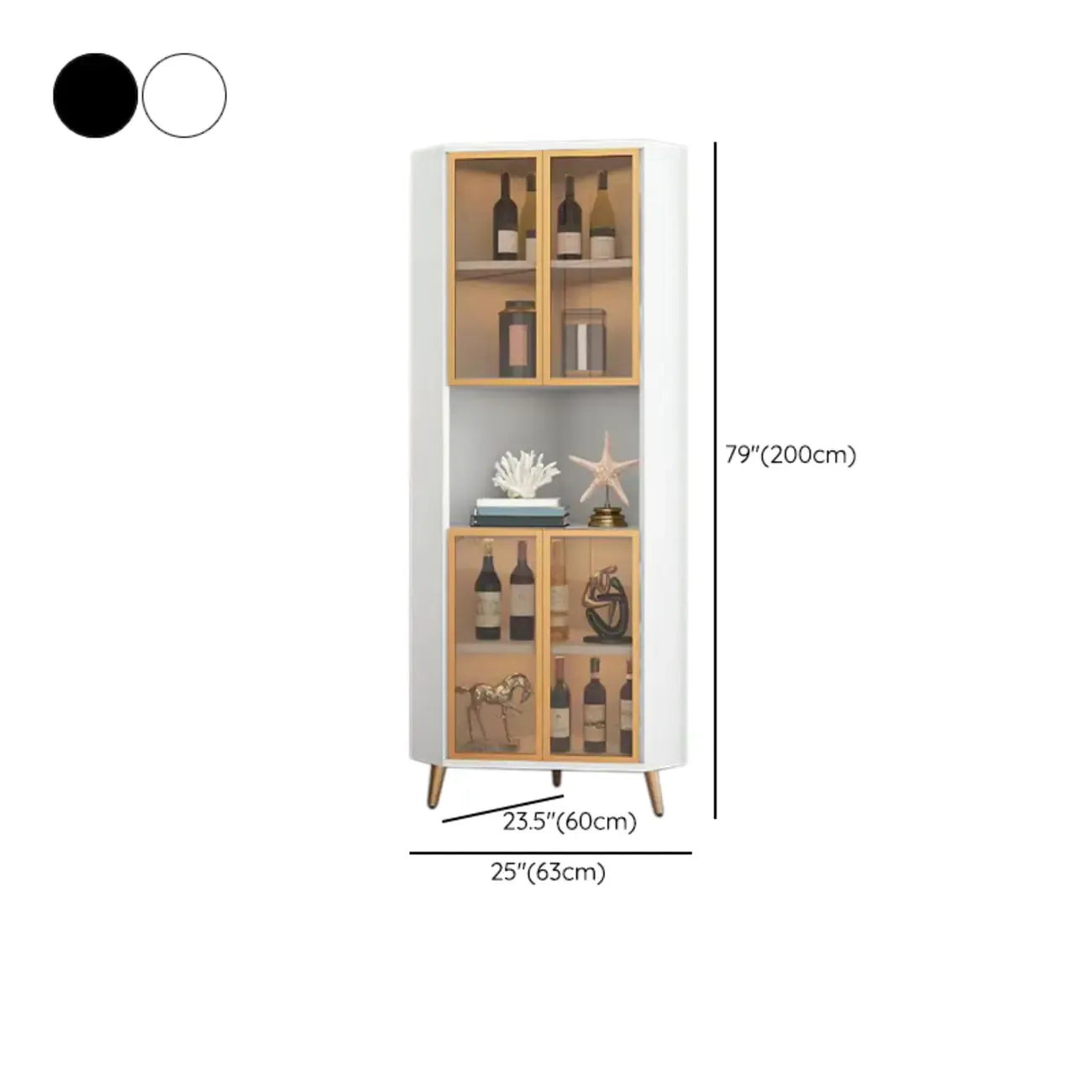 Vitrine moderne glamour en bois blanc et or avec verre