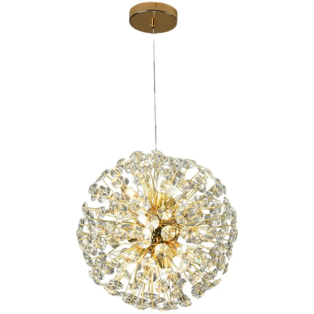 Lampadario regolabile in altezza a globo di cristallo oro a stella
