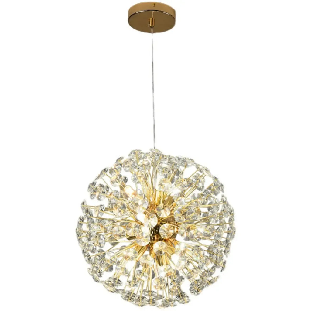 Lampadario regolabile in altezza a globo di cristallo oro a stella