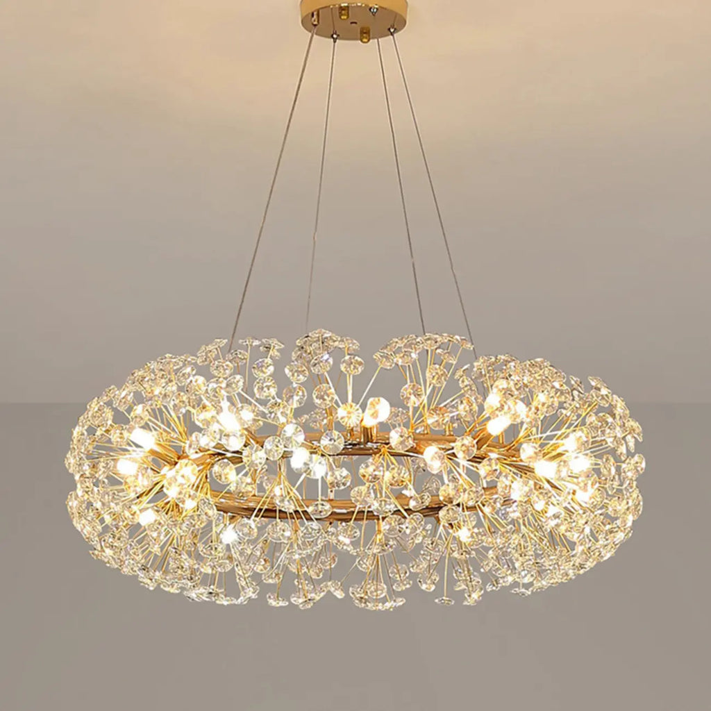 Lampadario regolabile in altezza a globo di cristallo oro a stella