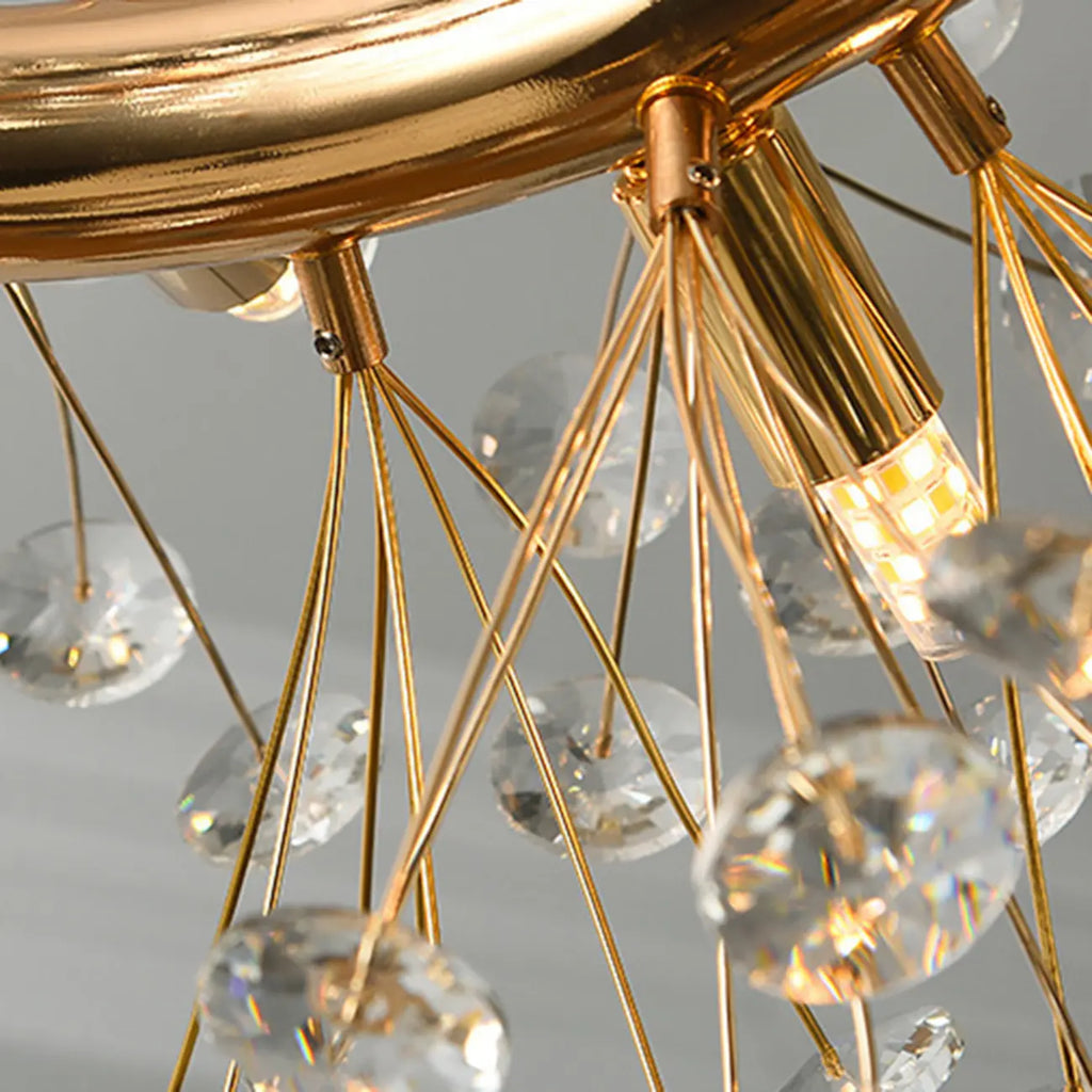 Lampadario regolabile in altezza a globo di cristallo oro a stella