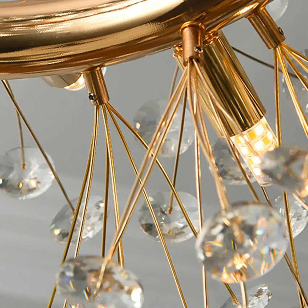 Lampadario regolabile in altezza a globo di cristallo oro a stella