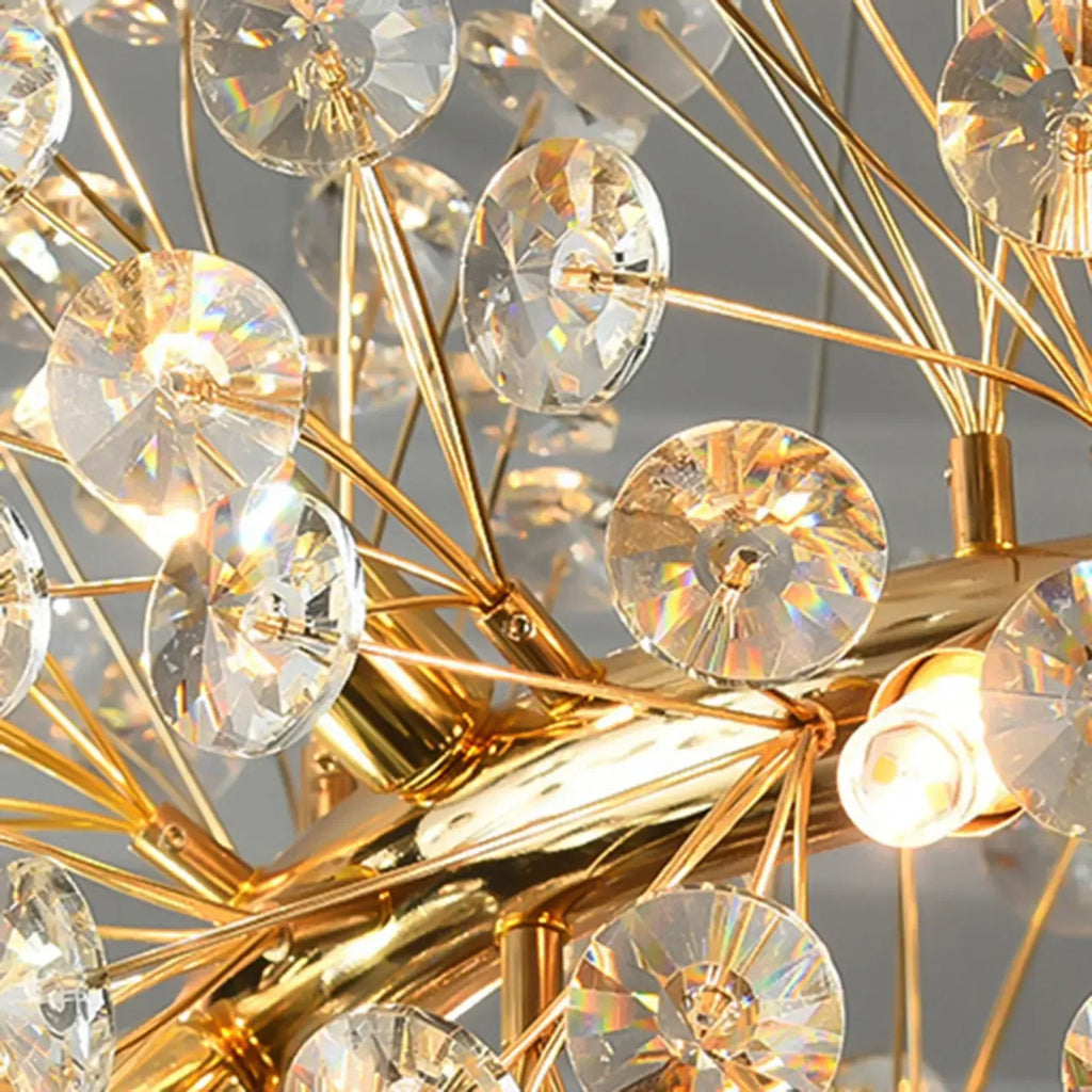 Lampadario regolabile in altezza a globo di cristallo oro a stella