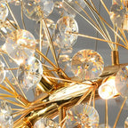 Lampadario regolabile in altezza a globo di cristallo oro a stella
