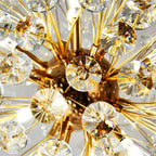 Lampadario regolabile in altezza a globo di cristallo oro a stella