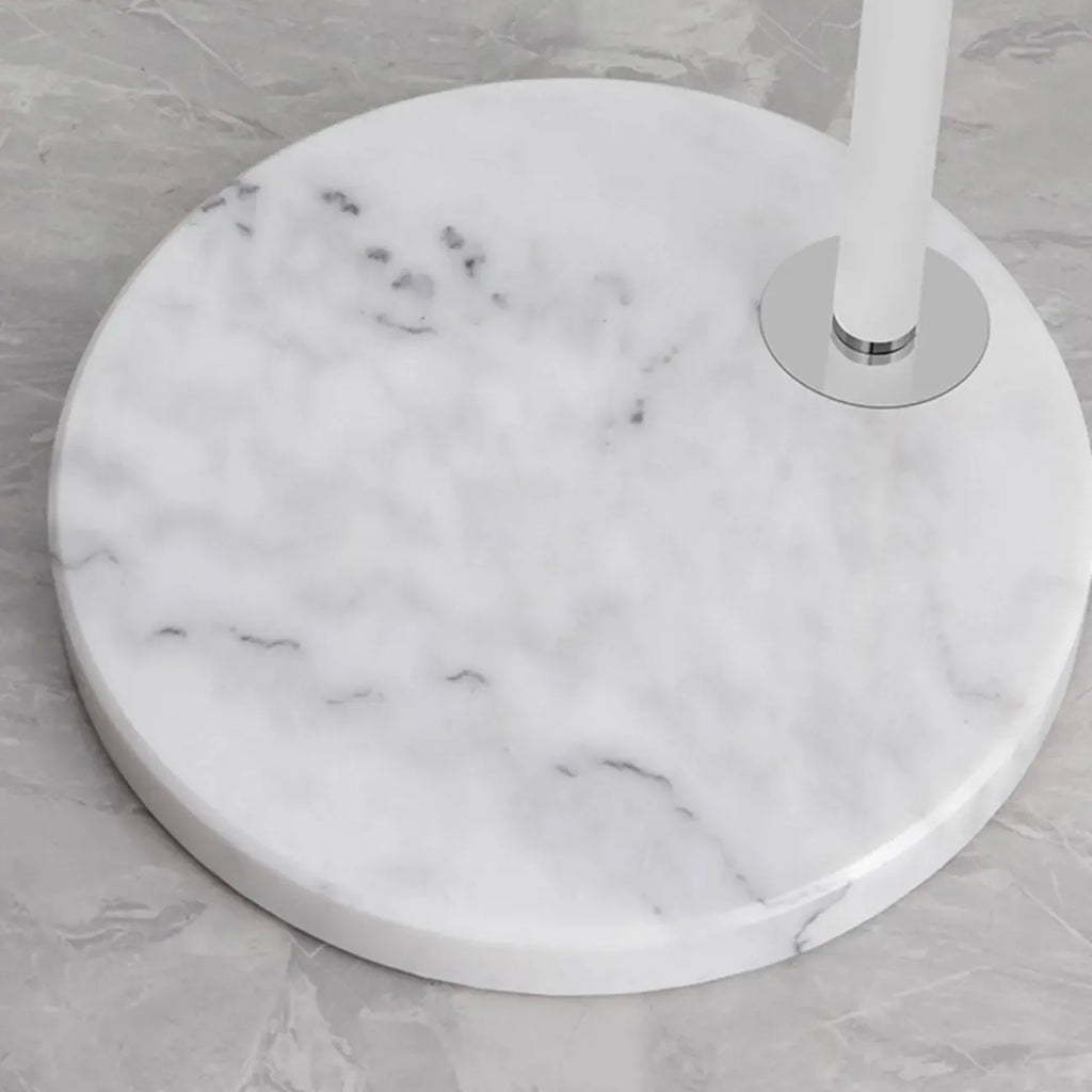 Lampadaire arqué moderne chromé blanc avec abat-jour en forme de fleur