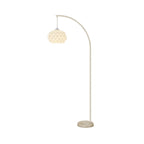 Lampadaire arqué moderne chromé blanc avec abat-jour en forme de fleur