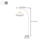 Lampadaire arqué moderne chromé blanc avec abat-jour en forme de fleur
